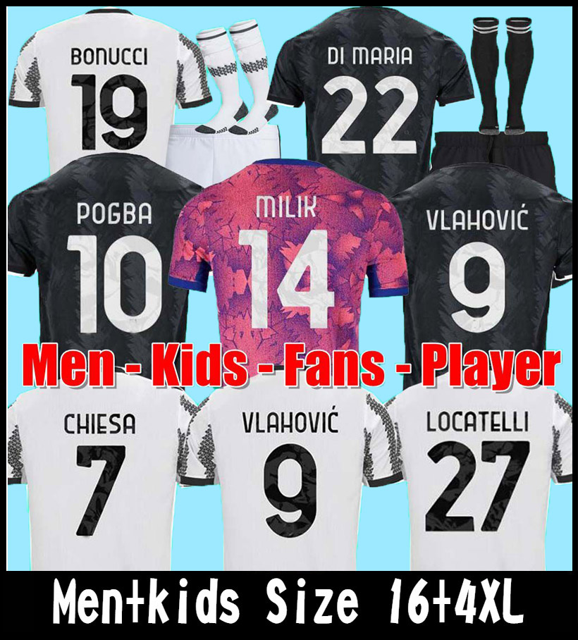 

2022DI MARIA JUVE soccer jersey VLAHOVIC POGBA LOCATELLI CHIESA McKENNIE ARTHUR BONUCCI CUADRADO Juventus football shirt Men Kids kit sets camiseta maglia maillot, Grey