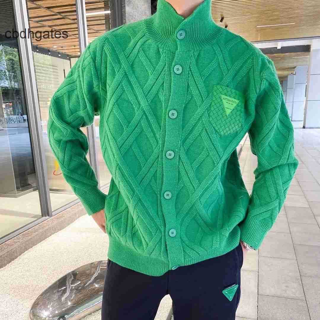 

Designer Sweater 2023 Bottegas Sweaters Venetas Bv Green Half High Collar Knitted Cardigan Jacket for Men Women