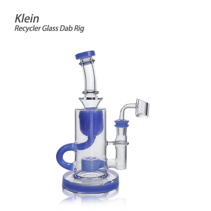 

Wholesale 7.48 inches Klein Dab Bong Water Pipe Recycler Glass Piece Dab Rig