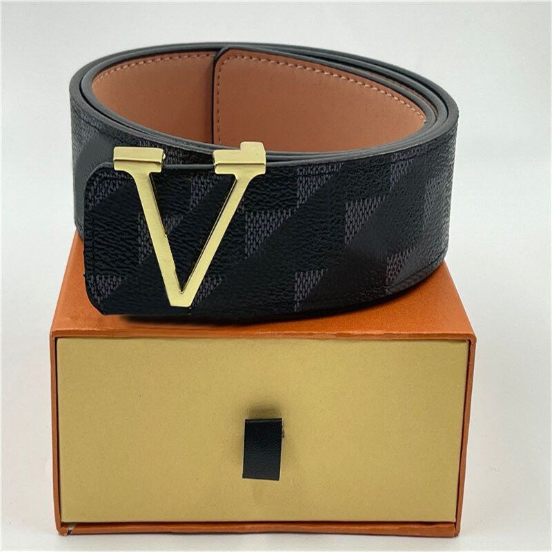 

Fashion luxury designer belt plaid old flower striped leather L buckle belts designer mens and womens high-quality 3.8CM with box AAA, Belt + gift box