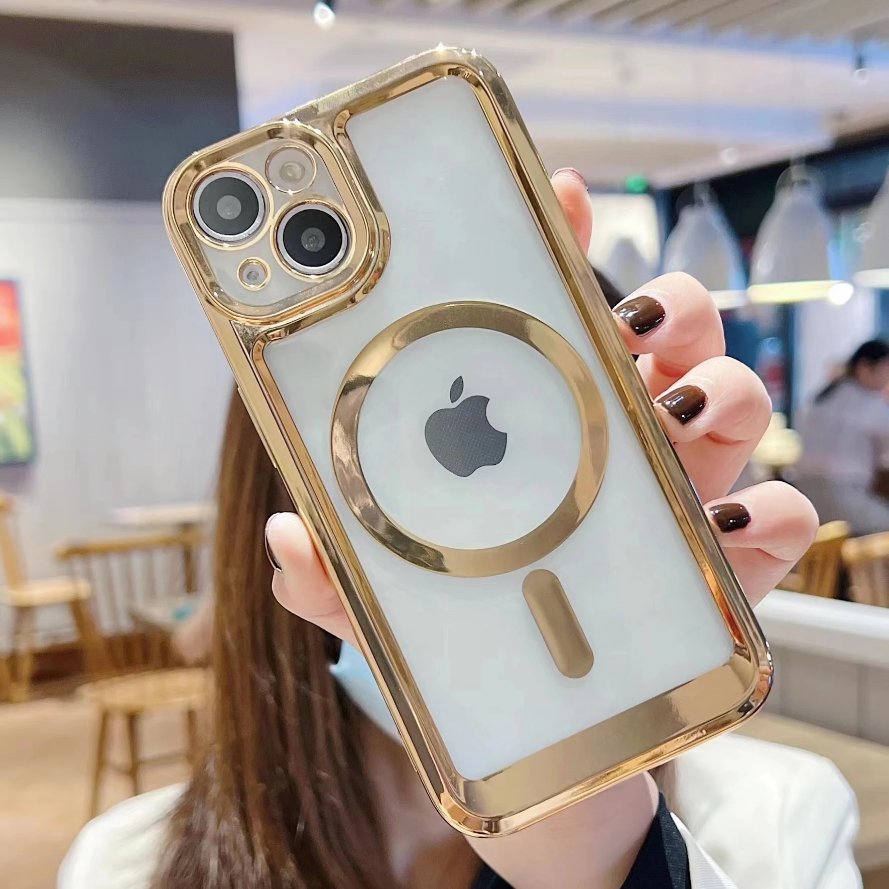 

Luxury cases Plating Transparent For Magsafe Magnetic Wireless Charging Case For iPhone 14 13 Pro Max 11 12 x xs xr 7 8 plus Silicone Shockproof Cover