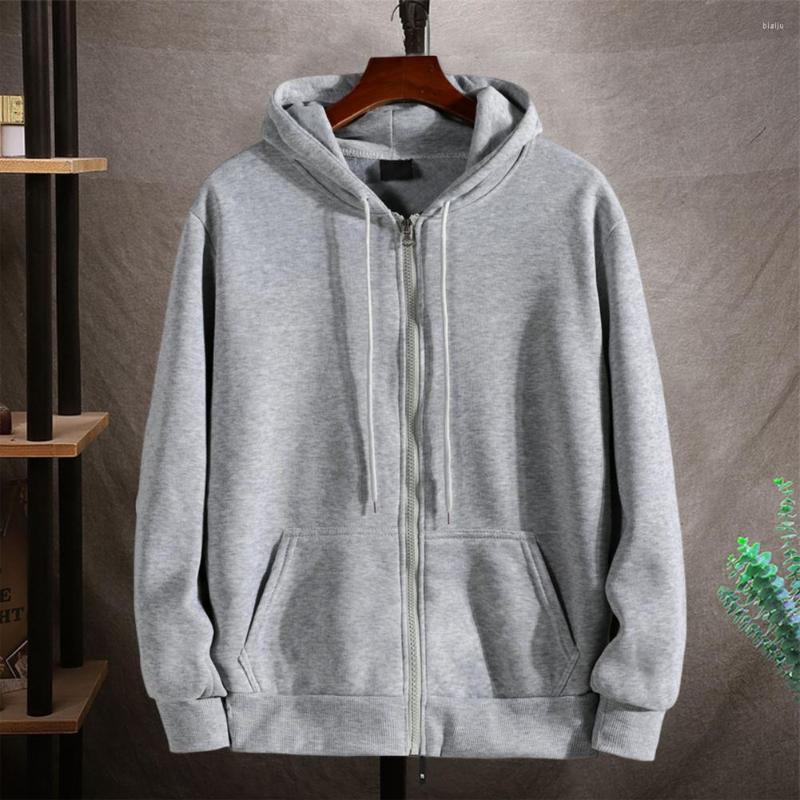 

Men' Jackets Stylish Hooded Jacket Relaxed Fit Plush Lining Autumn Winter Loose Ribbed Cuff, Black