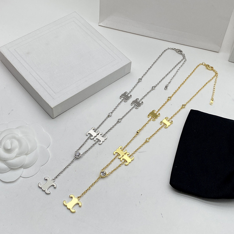 

Luxury Designers Bracelet For Women Diamond Pendant Necklaces Gold Sliver 2 Colors Jewelry Necklace Bracelets Brands Chain Lin22111806