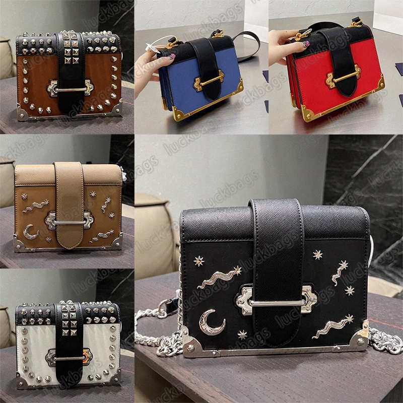 

Cahier Leather Bag Metal Lettering Logo Womens Classic On The Strap Retro Box Fashion Features Crossbody Wallet Brand Crocodile Shoulder Handbag Purse, 01