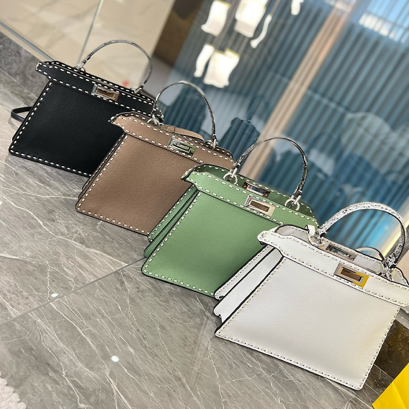 

9A Quality Women Designer Peekaboo Iseeu Bag Medium FF Top Cowhide Leather Ladies Fashion Luxury Jacquard Tote Handbag 33CM Belt Strap fend bag, Other style contact me