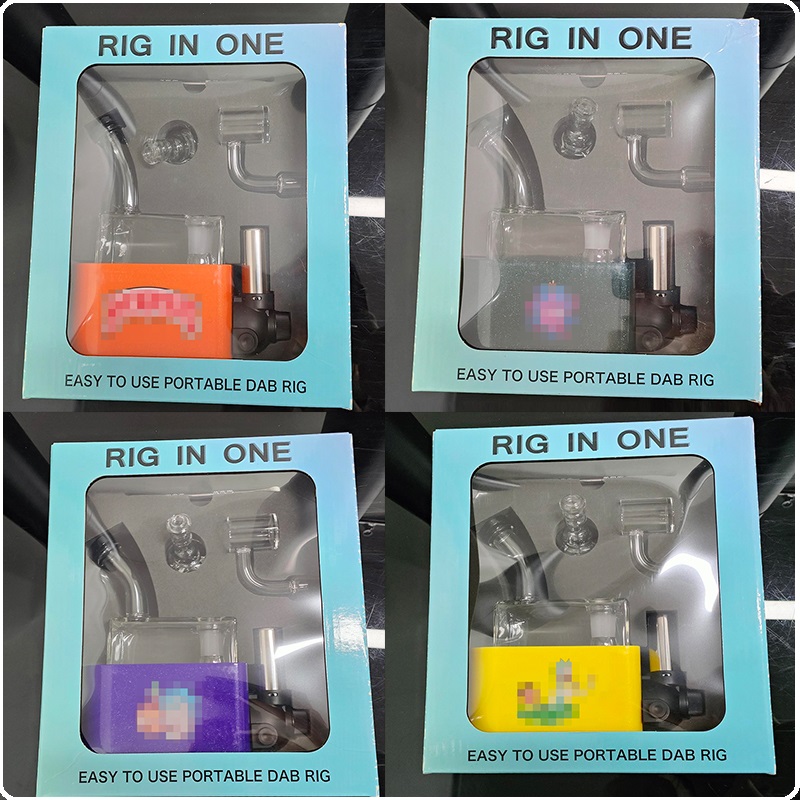 

Hotsale Glass Bong Smoking Kit Hookahs water pipe Dab Rig in one with Quartz Banger Carb Cap accessories set for Wax Concentrate Dabbing