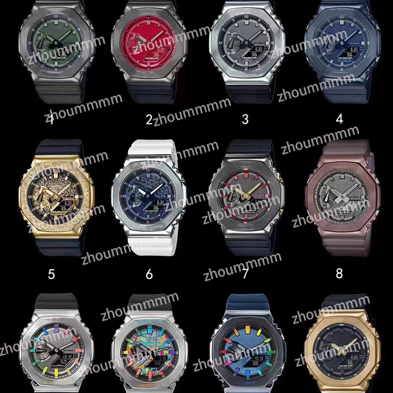 

New 2100 Dual Display Dial Men's Sports Watch Multifunctional Waterproof Military Quartz Watch Automatic LED Light Boy Gift Shockproof with case set