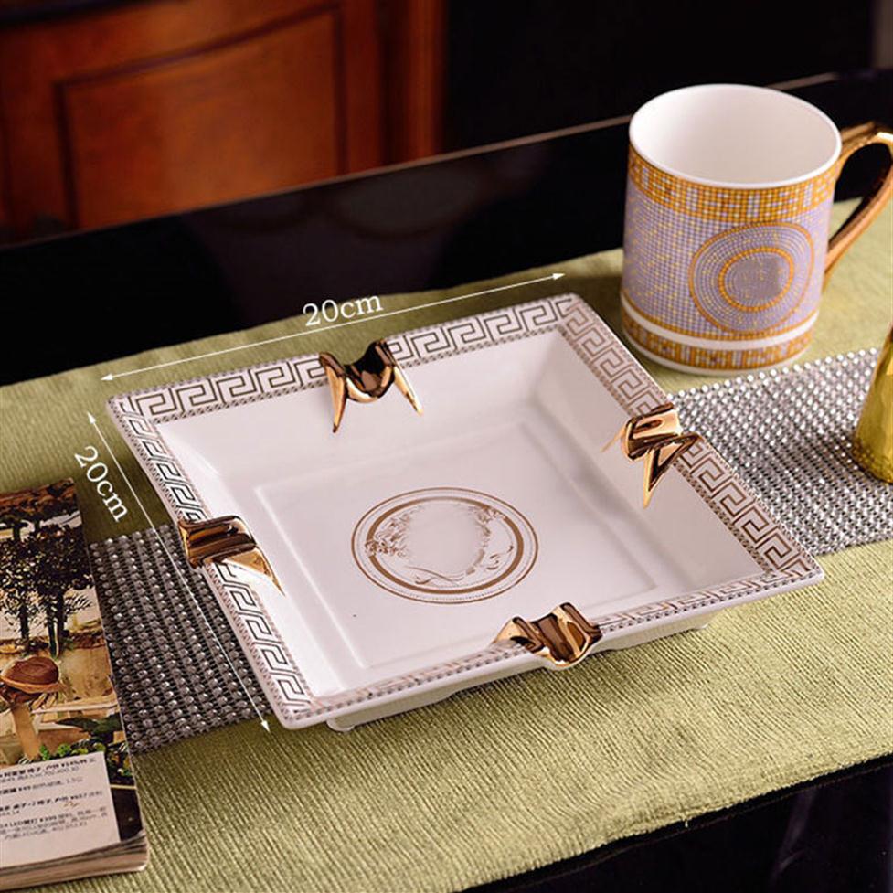 

Luxury Gold-rimmed Ceramic Ashtrays animal Cigar Ashtray Simple Restaurant Living Room Ash tray Creative Gift239F