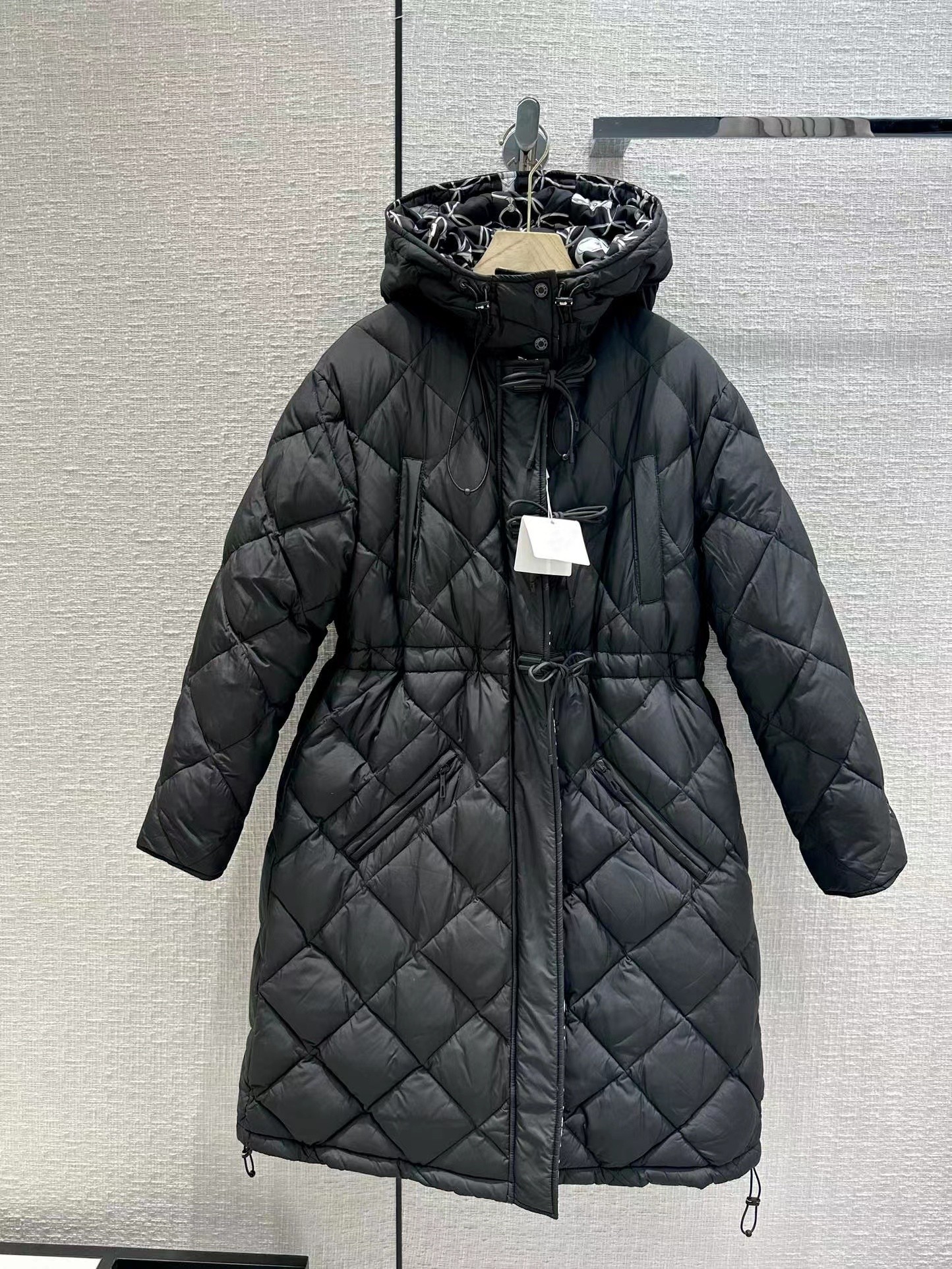 

Milan Runway Down & Parkas 2022 New Autumn Winter Hooded Long Sleeve Print Women' Coats Designer Brand Same Style Outerwear 1118-1, Black