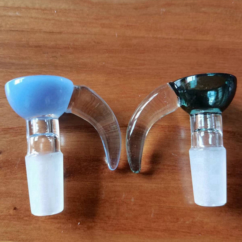 

Smoking Colorful Pyrex Thick Glass Horn Handle 10MM 14MM 18MM Male Joint Replacement Bowls Herb Tobacco Oil Filter WaterPipe Bong Hookah DownStem Holder