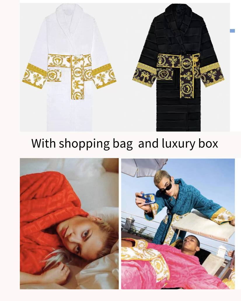 

Designer Cotton Men Women robe OP37 Sleepwear Long Robe Letter Print Couples thicken Sleeprobe Nightgown Winter Warm Unisex