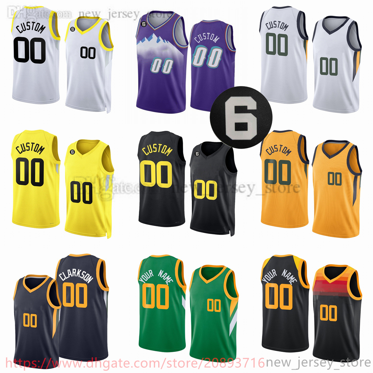 

Custom 2022-23 New Printed Basketball Jersey 16 Simone Fontecchio 20 Udoka Azubuike 11 Mike Conley Jr. 24 Walker Kessler Leandro Bolmaro Rudy 2 Collin Gay Sexton 6 Patch, Printed (with team logo)