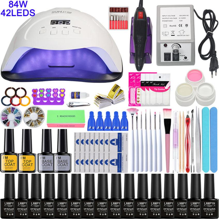 

Super Manicure Set for Nails Kit with LED Nails Lamp of Nail Drill Machine Nail Polish Acrylic Kit Art Tools Set Nail Kit282z