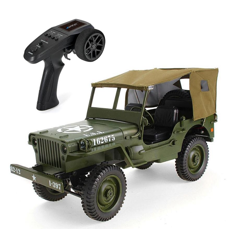 

1 10 RC Car 2 4G 4WD Remote Control Jeep Toys Four-Wheel Drive Off-Road Military Climbing Car Army Diecast Cars Military Vehicle T20011245F