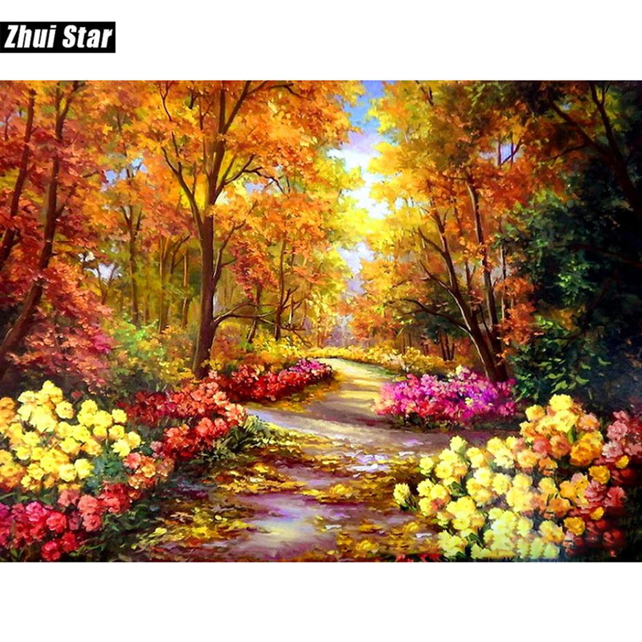 

Diy oil painting by numbers landscape wall decor canvas brush painting paint coloring by number flowers acrylic craft xsh209k