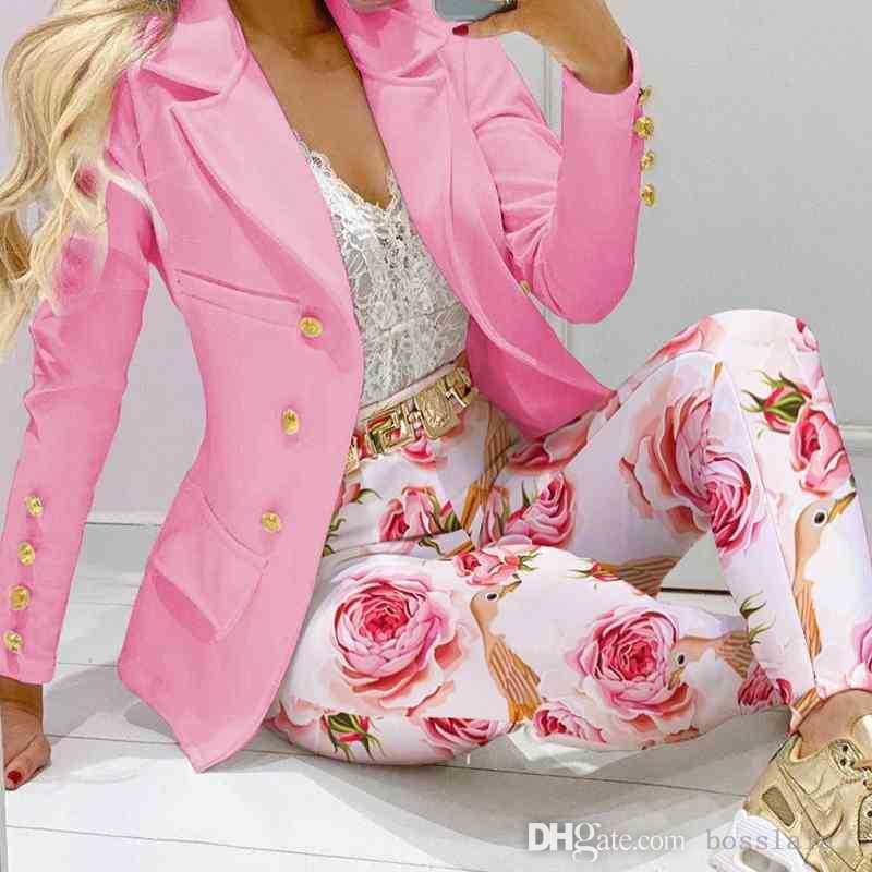 Designer Womens Blazer Set Fashion Pants Two Piece Suits High Quty Casual Clothing Ladies Office Business Formal Coats Sets L2699