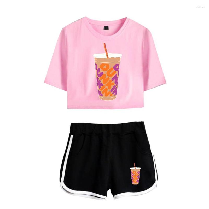 

Women's T Shirts Classic Charli DAmelio Ice Coffee Splatter Short Sleeve Sexy Shorts Lovely T-shirts Dew Navel Pretty Girl Suits Two Piece, 16