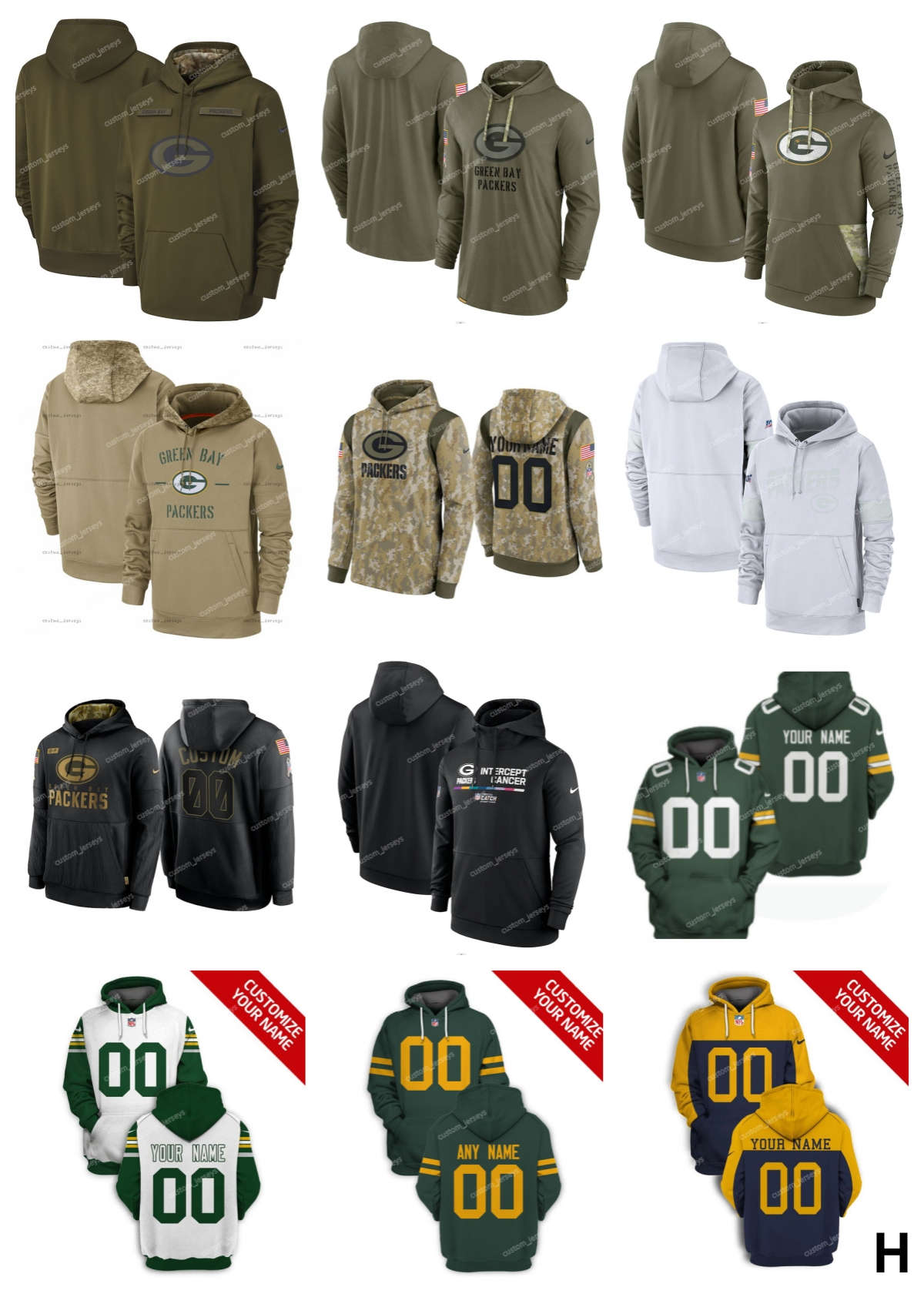 

Men Women Youth Green Bay''Packers''Hoodie Olive 2022 Salute to Service Therma Performance Pullover Custom White Armygreen''NFL''Hoodie