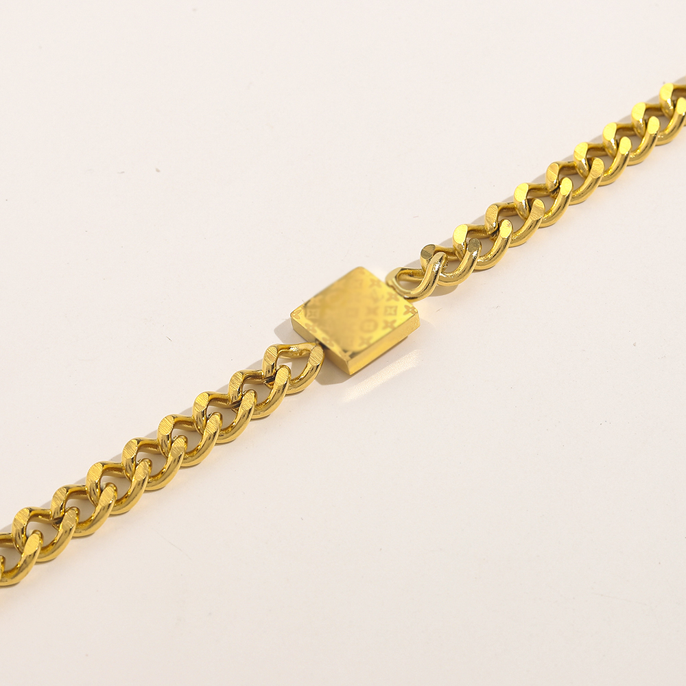 

Luxury Design Bangles Brand Letter Bracelet Necklace Women Double Letters Stud Earring 18K Gold Plated Stainless steel Wristband Link Chain Jewerlry Accessories