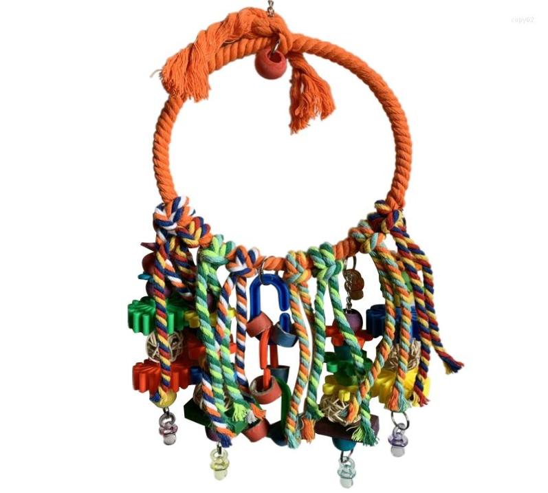 

Other Bird Supplies 68UE Chew Toys Colorful Swing Perch Cotton Rope Pecking Toy For Finch Canary