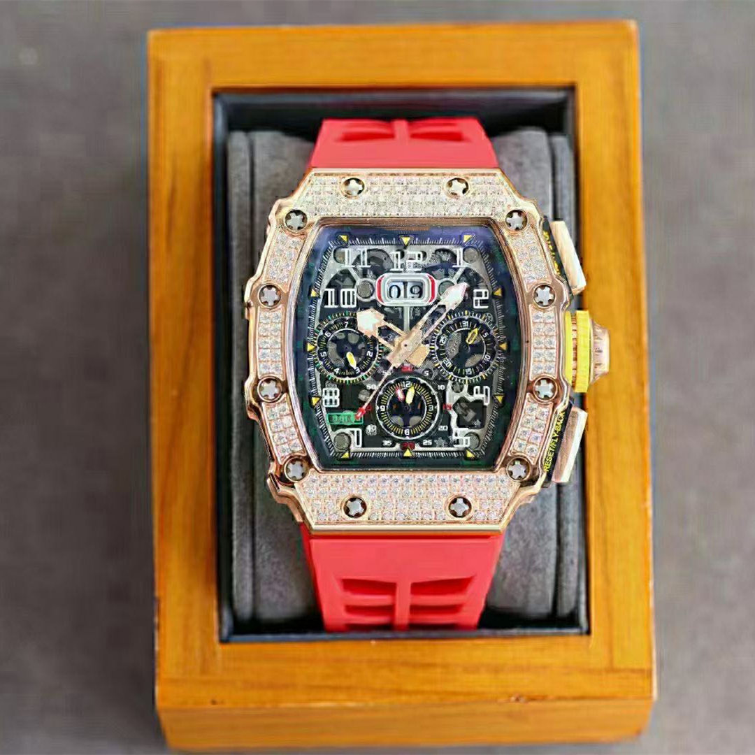 

Classic fashion fully automatic stainless steel watch rubber strap sapphire glass dimensions Long 49 MM wide 44MM thickness 15MM Christmas gift