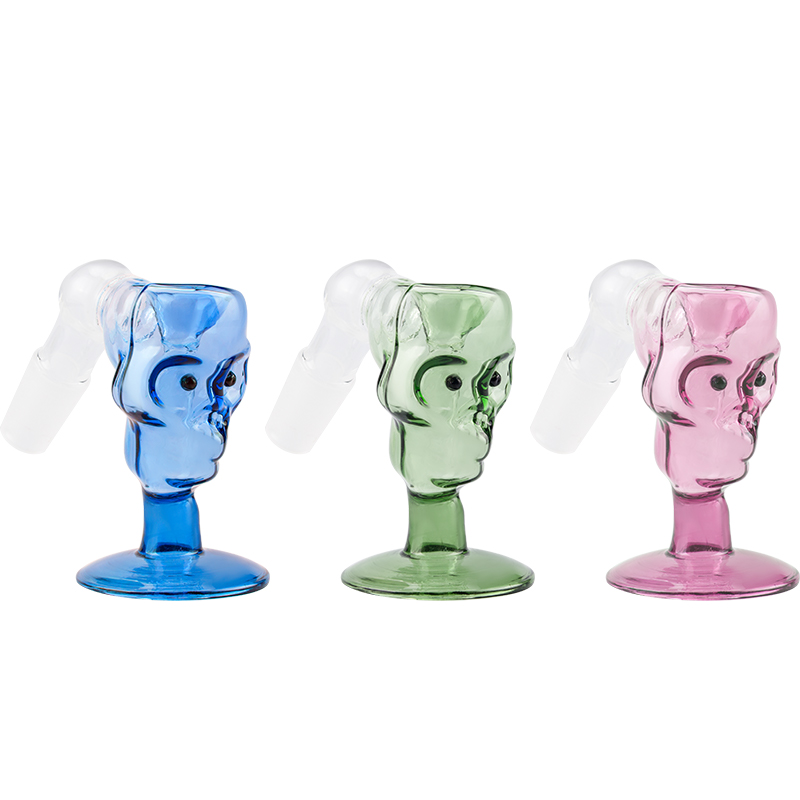 

Headshop214 G115 Smoking Pipe Stand Skull Bowl 14mm 19mm Male Female Tobacco Dry Herb Colorful Glass Bong Bowls