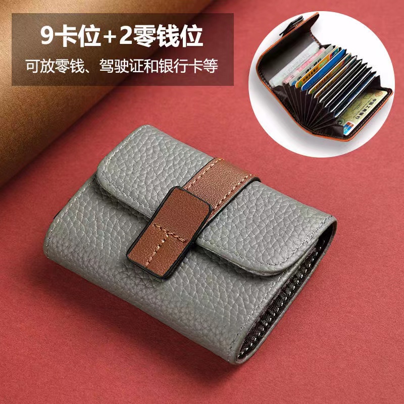 

Card bag female vintage color contrast small simple buckle 2022 new style organ multi clip, Black