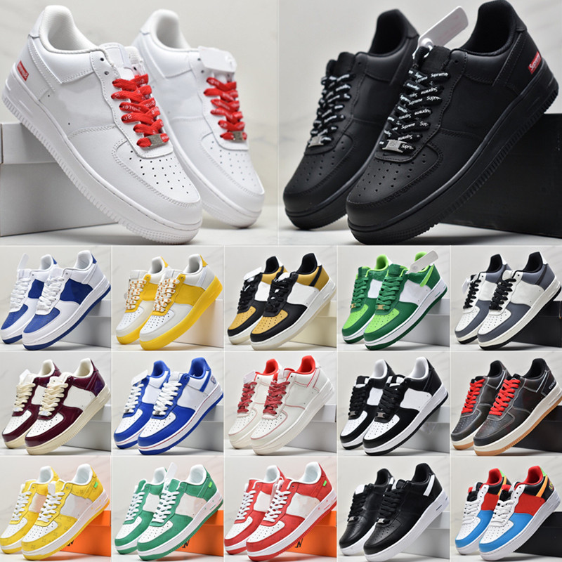 

New WHITE x 1 Low Forces MCA University Blue 2019 Mens Casual Shoes fashion Designers Sneakers air one des chaussures off shoes US UK 888, 25