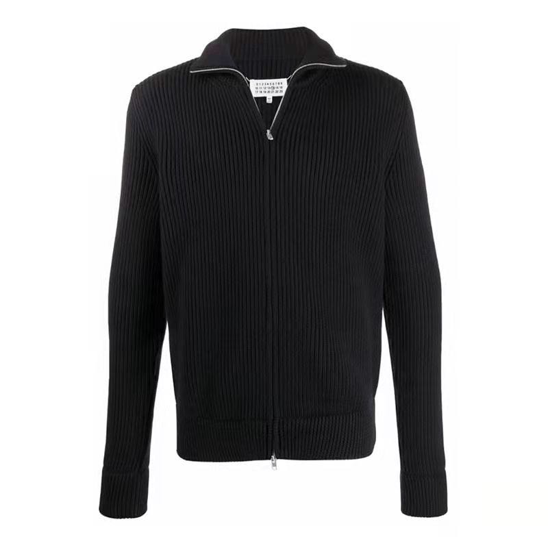 

MARGIELAof style high collar zipper wool jacket Majella MM6of autumn and winter men and women cardigan knitted sweater, Black