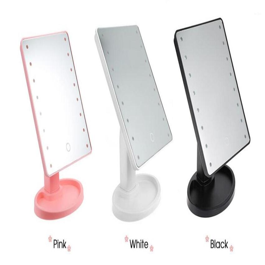 

360 Degree Rotation Touch Screen Makeup Mirror With 16 22 Led Lights Professional Vanity Table Desktop Make Up Mirror1 Compact Mirro223H