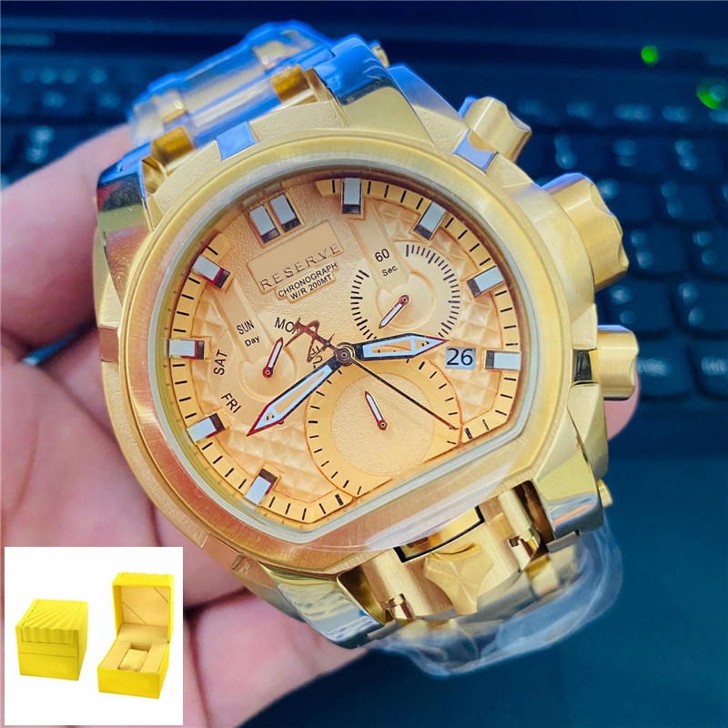 

Reserve Bolt Zeus Men's Sports Calendar Watch Compass Large steel dial Waterproof World Time 300g All hands can operate INVICTO series