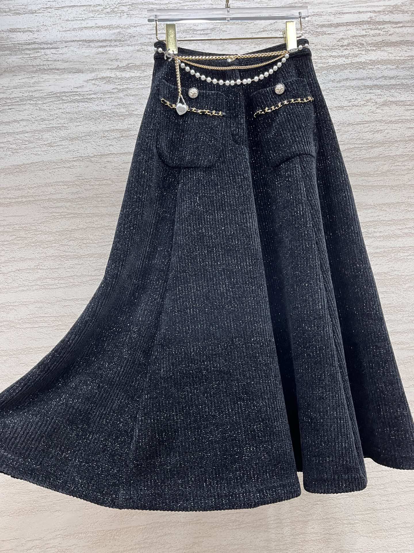 

Skirts 2022 Luxury designer customized velvet pocket skirt, Khaki