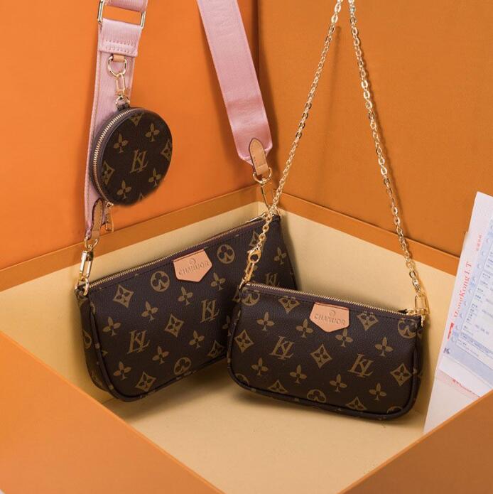 

2023 multi pochette accessories handbag bags genuine chain leather shoulder crossbody bag purses 3 pcs purse Fashion Wallet Luxury Tote with Dust bag, 123