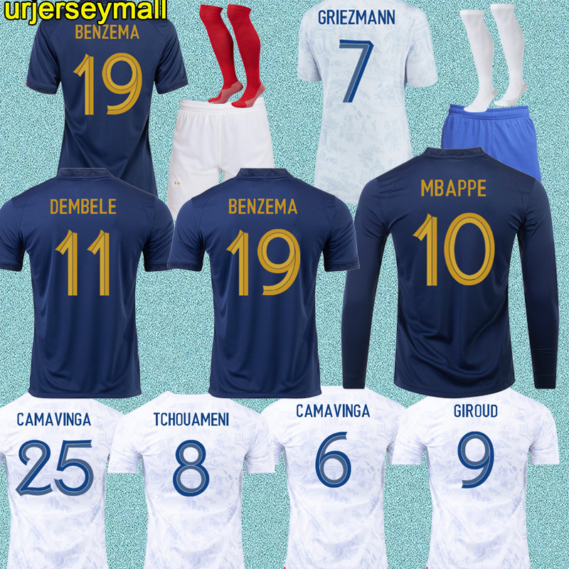 

2022 frances club soccer jersey BENZEMA MBAPPE French jersey World cup Maillot de foot Maillots kids kit Men football shirts 48302 tops tee shirts short sleeve jersey, Women home