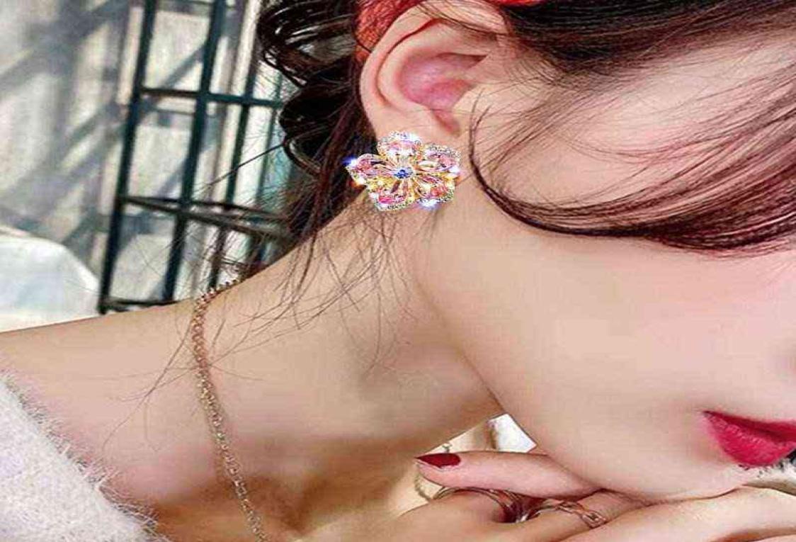 

Korean Version Of Luxury Crystal Peach Blossom Earrings Women039s Small Flower Earrings 2022 New Tide Sweet Silver Needle Earri2499005