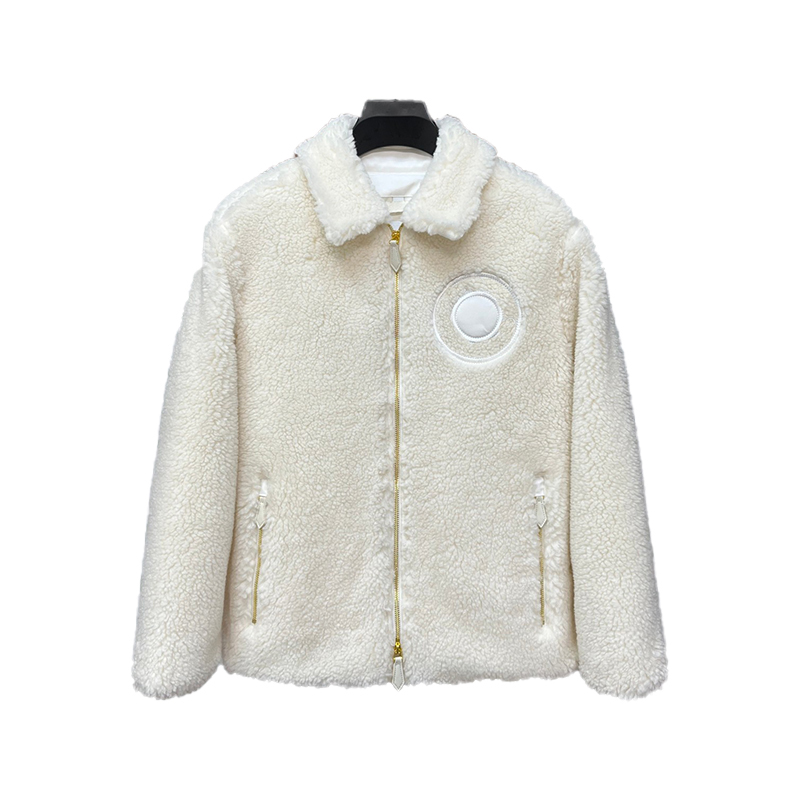 

Men's Fur & Faux embroidered teddy cashmere lamb coat parka coat warm in winter thickened VIP jacket men and women 1 1, White