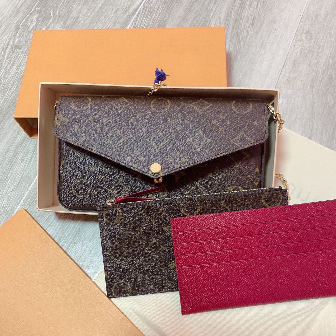 

Multi Felicie Pochette Women Chain Bags Wallet Messenger Leather Handbags Shoulder High Quality Flower louise Purse vutton Crossbody viuton Bag For BOX, #13