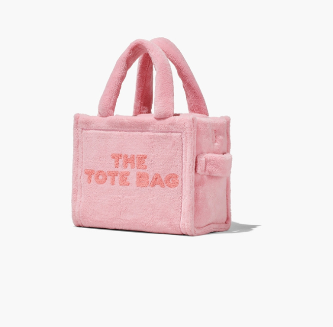 

Winter New Towel Cloth Solid Color Small Tote Bag Pink Crossbody Handbag Plush Embroidery Bucket Bags