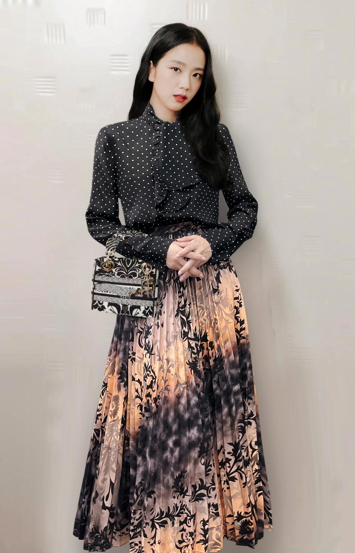 

Skirts New 2023 early spring luxury designer designed canvas cotton digital positioning printed pleated skirt, Khaki