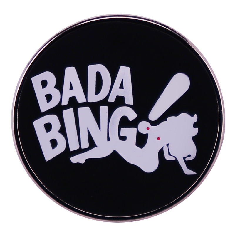 

BadaBing Strip Club Button Enamel Pin Crime TV The Sopranos Inspiration Badge, As picture