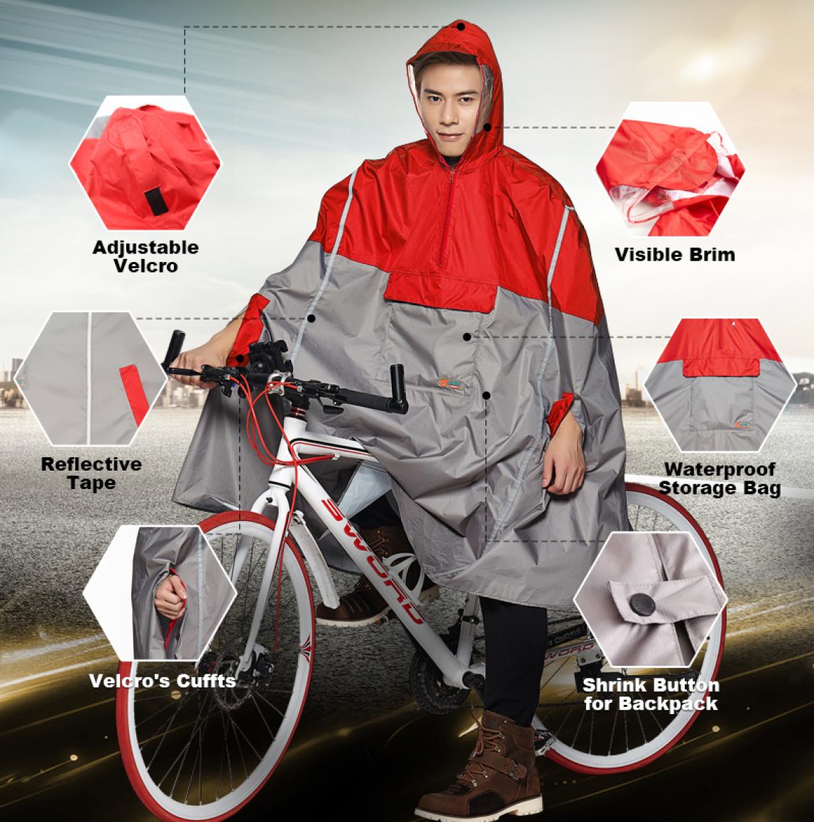 

QIAN Impermeable Raincoat Women Men Outdoor Poncho Backpack Reflective Design Cycling Climbing Hiking Travel Cover 220714, Orange