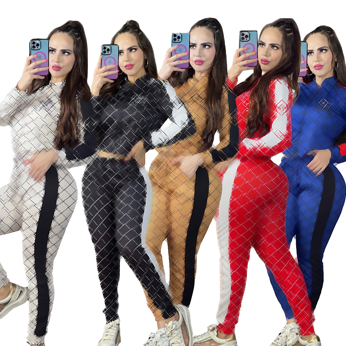 

Womens Tracksuits Two Pieces Outfits Long Sleeve Jacket Trousers Suit Ladies New Fashion Pants Set Sportswear Jogging Suits Clothes Size -2XL, Red g j2739