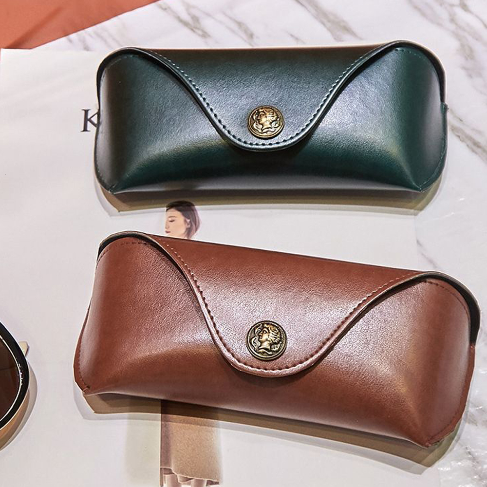 

Sunglasses Cases 1PC Retro Soft Brown Leather Glasses Case Portable Unisex Eye Holder Box Protective 221119