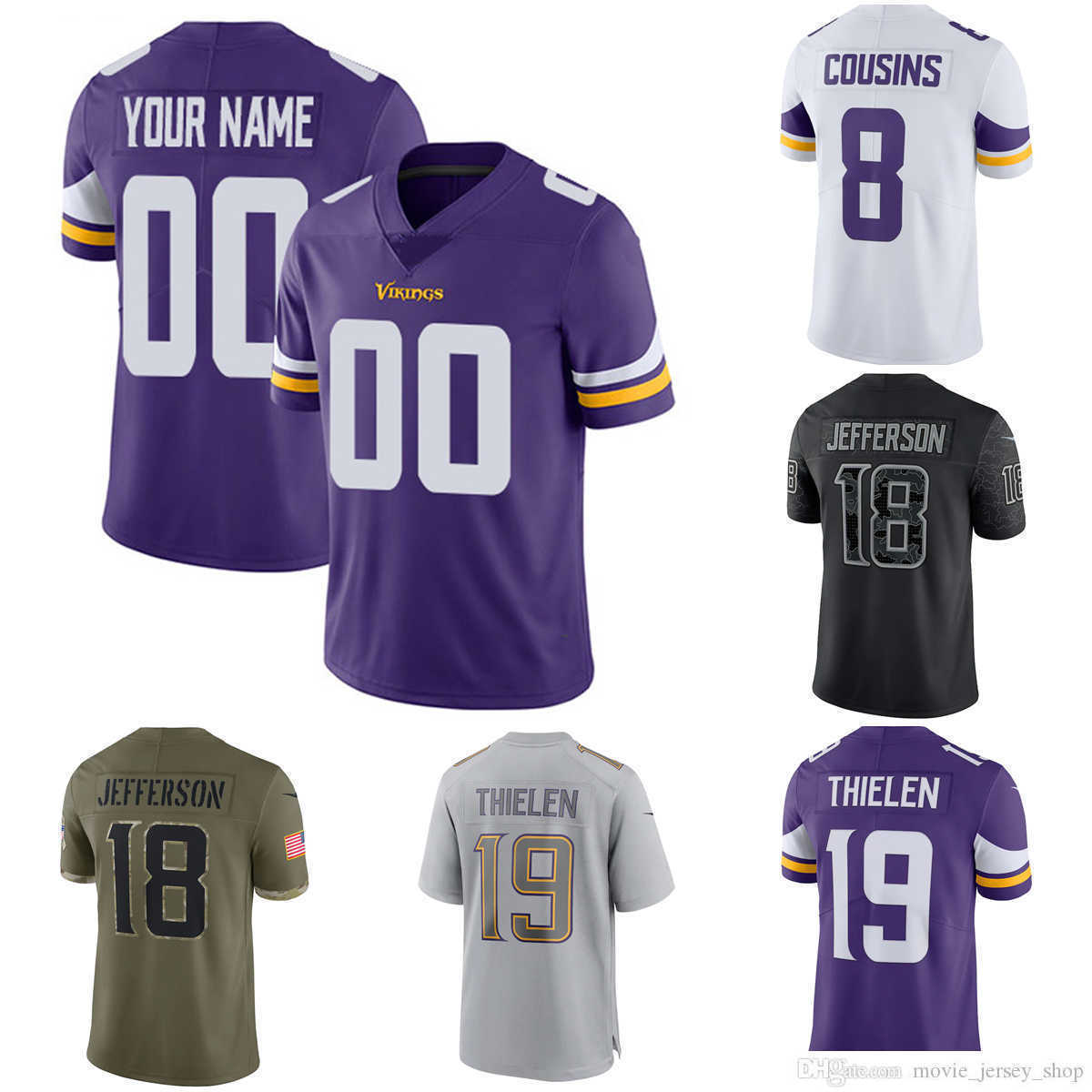 

Football Custom Minnesota''Vikings''4 Dalvin Cook 18 Justin Jefferson Andrew Booth Jr. Cameron Dantzler Akayleb Evans Patrick Peterson Boyd Sullivan Jersey, Youth only s-xxl