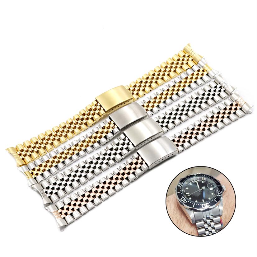 

20mm Two Tone Hollow Curved End Solid Screw Links Replacement Watch Band Strap Old Style Jubilee Bracelet For ROL SUB272A
