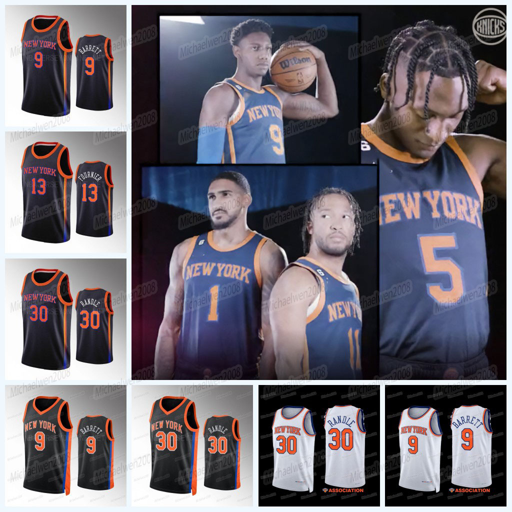 

KNICKS 9 RJ Jersey Barrett Basketball Patrick Julius Randle Ewing Jerseys Derrick Kemba Rose Walker City''Edition''Jersey, Black