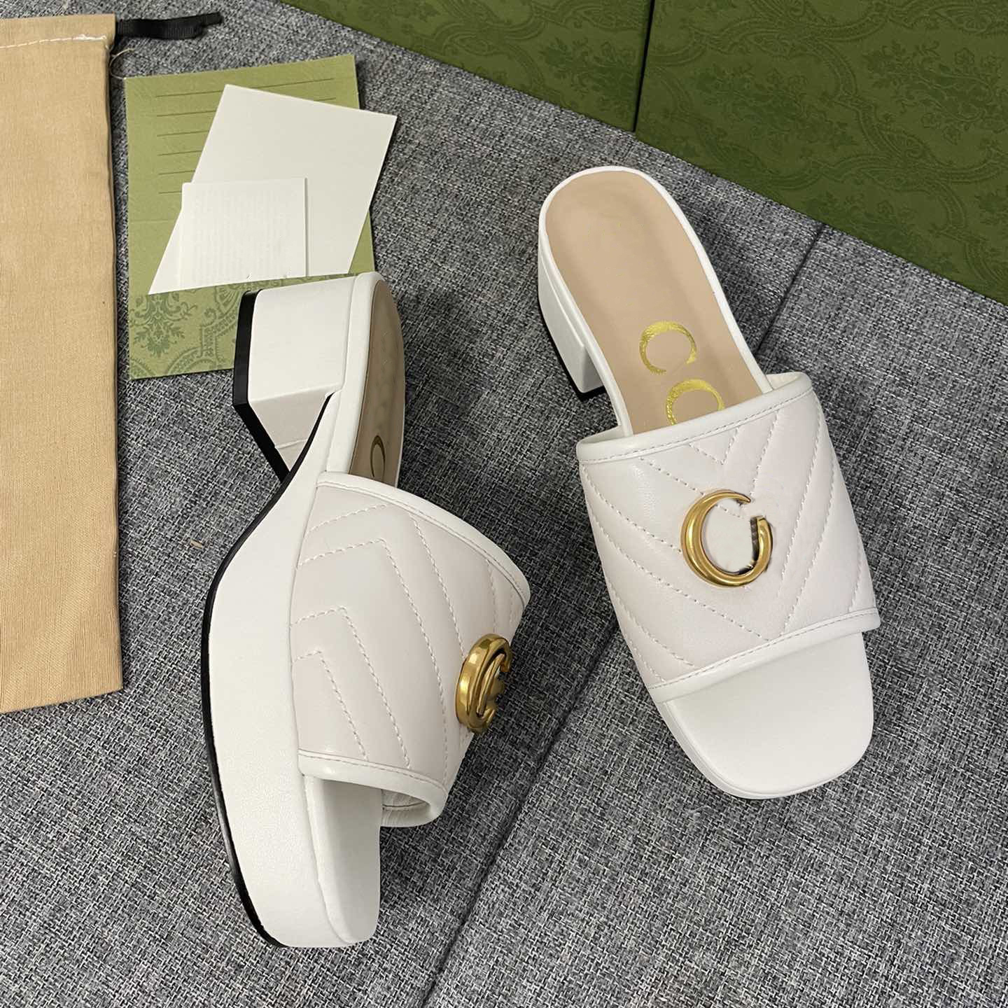 

G Platform Sandals Fashion Designer Slide Leather GGity Slippers Women Heel Classic Flip Flops Woman Shoes Large size 35-41 gsdfd