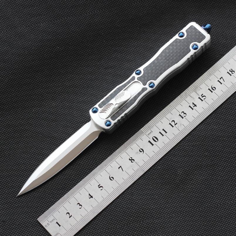 

Automatic Knife out the front D2 steel blade carbon fiber inlay 6061-T6 handle Survival knives Utility pocket EDC camping hunting tools224h