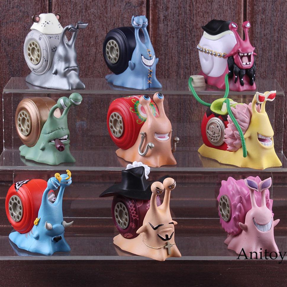 

One Piece Action Figure Anime Den Den Mushi Telephone Toy 9pcs set Dracule Mihawk Kuma Black Beard Doflamingo Jinbe Boa Hancock T200321215o, In bag