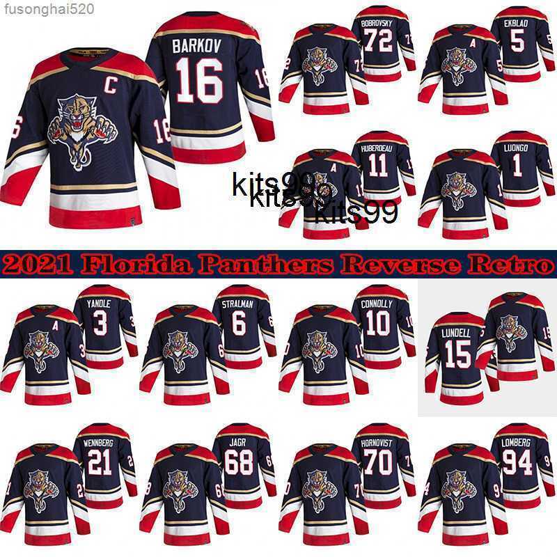 

16 Aleksander Barkov Florida Panthers 2021 Reverse Retro Jersey 72 Sergei Bobrovsky 1 Roberto Luongo 5 Aaron Ekblad Hockey Jerseys nhl's